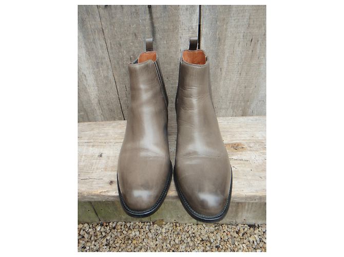 Botas Chelsea Sartore de piel kaki 36.5 Caqui - vista 3