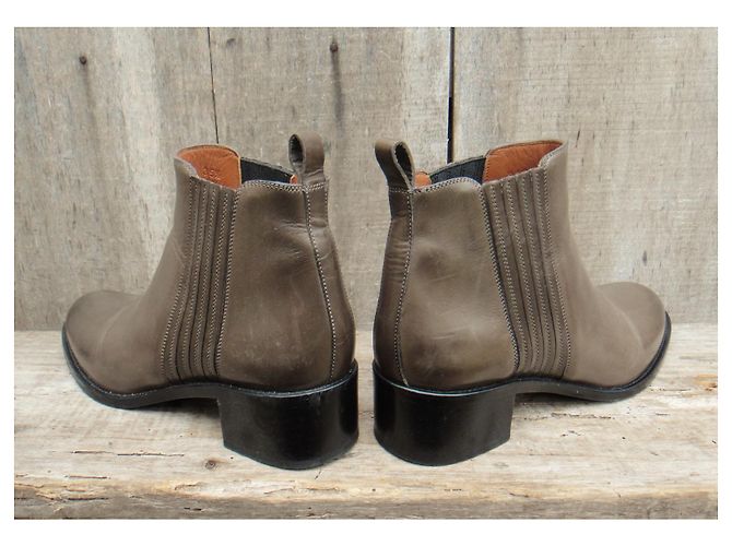 Botas Chelsea Sartore de piel kaki 36.5 Caqui - vista 4
