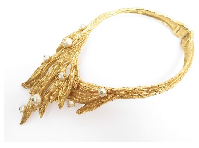 VINTAGE CHRISTIAN LACROIX HALSKETTE CHOCKER BLÄTTER GOLD PERLEN HALSKETTE CHOCKER - Ansicht 2