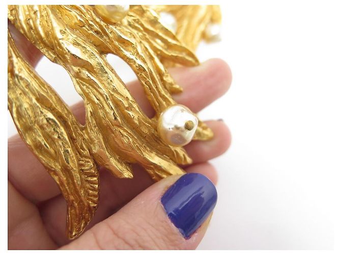 VINTAGE CHRISTIAN LACROIX HALSKETTE CHOCKER BLÄTTER GOLD PERLEN HALSKETTE CHOCKER - Ansicht 3