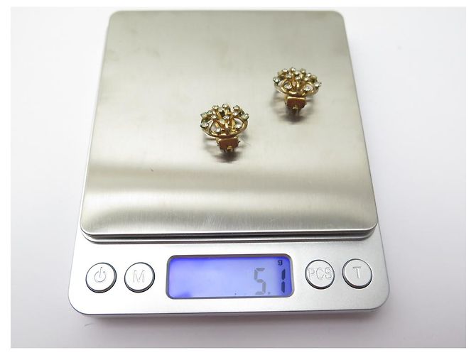VINTAGE SET BURMA-BROSCHE + OHRRINGE GOLDENE METALL-STRASS-BOX-BROSCHE - Ansicht 11