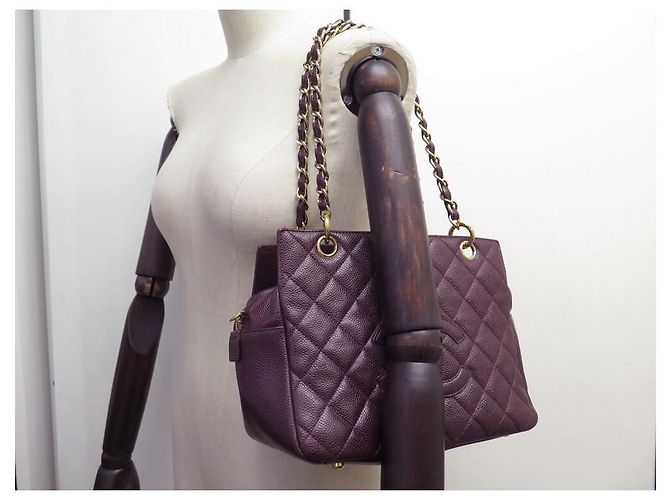 BOLSA DE COMPRAS CHANEL EM COURO CAVIAR BORGONHA BOLSA DE COURO Bordeaux - vista 10