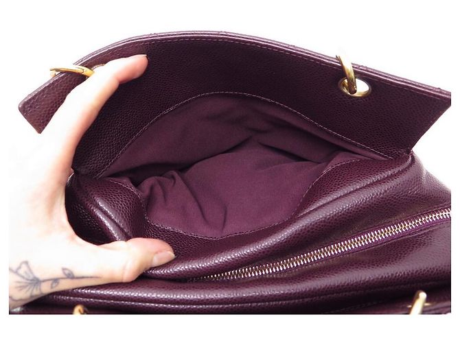 BOLSA DE COMPRAS CHANEL EM COURO CAVIAR BORGONHA BOLSA DE COURO Bordeaux - vista 11