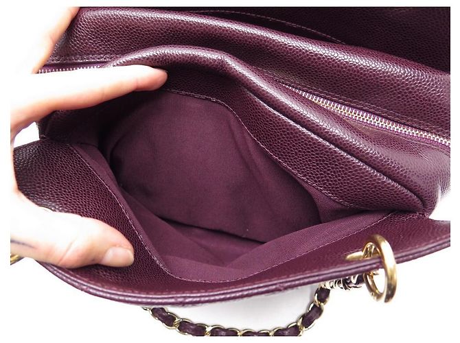 BOLSA DE COMPRAS CHANEL EM COURO CAVIAR BORGONHA BOLSA DE COURO Bordeaux - vista 12