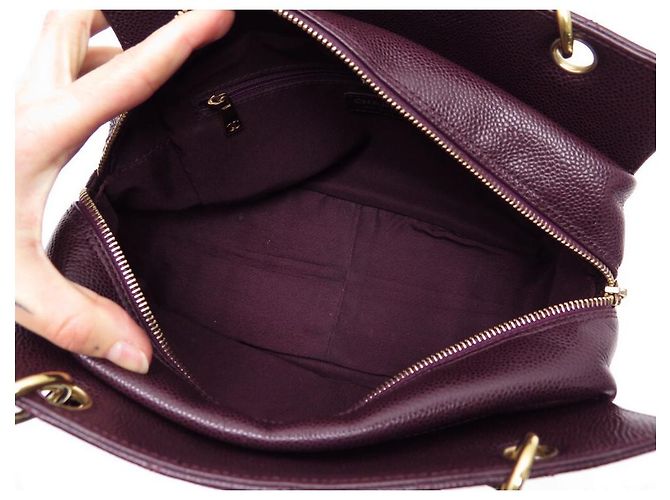 BOLSA DE COMPRAS CHANEL EM COURO CAVIAR BORGONHA BOLSA DE COURO Bordeaux - vista 13
