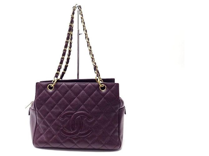 BOLSA DE COMPRAS CHANEL EM COURO CAVIAR BORGONHA BOLSA DE COURO Bordeaux - vista 2