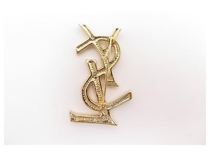 NEUE VINTAGE BROSCHE YVES SAINT LAURENT OPYUM LOGO YSL STRASS GOLD BROSCHE - Ansicht 2