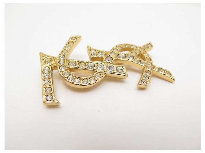NEUE VINTAGE BROSCHE YVES SAINT LAURENT OPYUM LOGO YSL STRASS GOLD BROSCHE - Ansicht 3