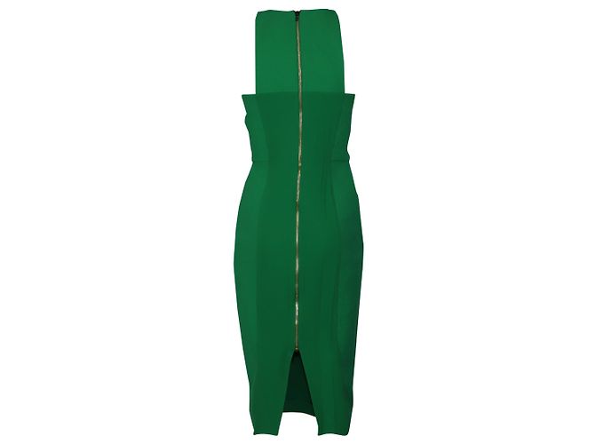 Abito midi Roland Mouret Abserley Waffle senza maniche in cotone verde - vista 2