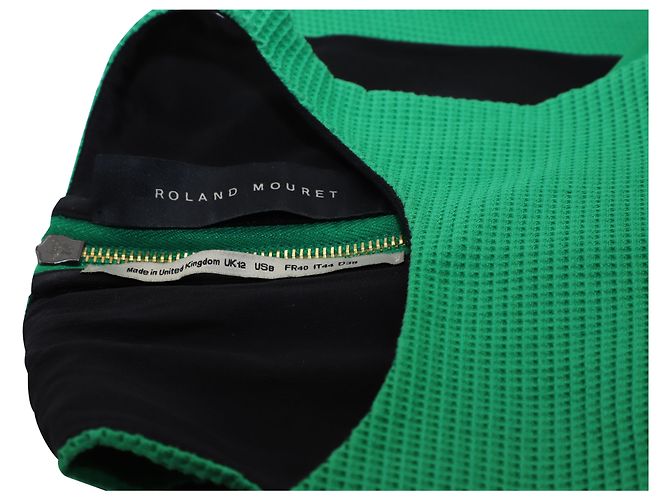 Abito midi Roland Mouret Abserley Waffle senza maniche in cotone verde - vista 3