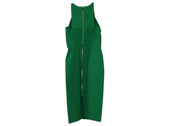 Abito midi Roland Mouret Abserley Waffle senza maniche in cotone verde - vista 6
