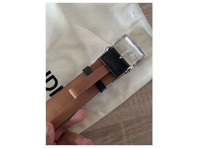 Nuova cintura fendi in pelle nera e argento 110cm Nero - vista 6