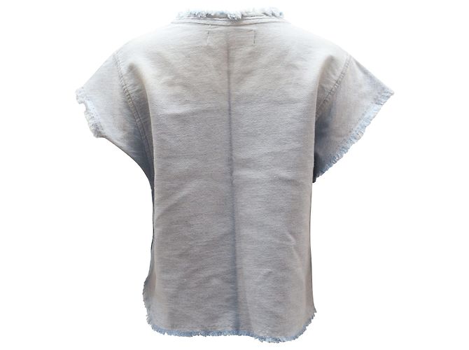 Top Iro Jean Florie maniche sfrangiate in denim azzurro Blu - vista 2