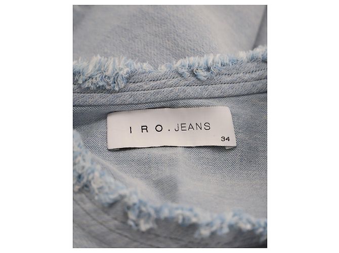 Top Iro Jean Florie maniche sfrangiate in denim azzurro Blu - vista 3