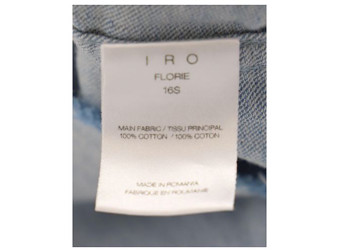Top Iro Jean Florie maniche sfrangiate in denim azzurro Blu - vista 4