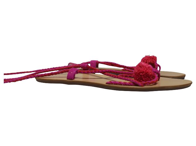Sandalias Loeffler Randall con cordones y pompones en cuero marrón - vista 2