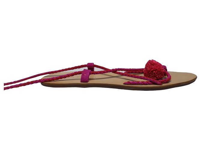Sandalias Loeffler Randall con cordones y pompones en cuero marrón - vista 3