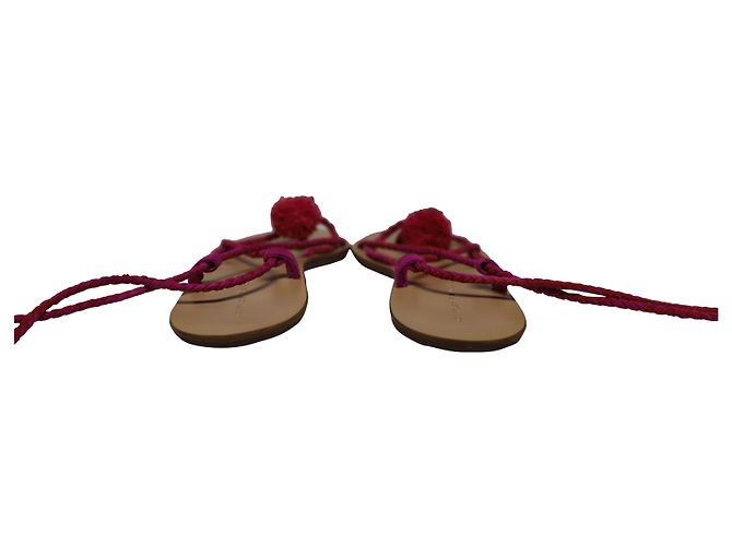 Sandalias Loeffler Randall con cordones y pompones en cuero marrón - vista 4