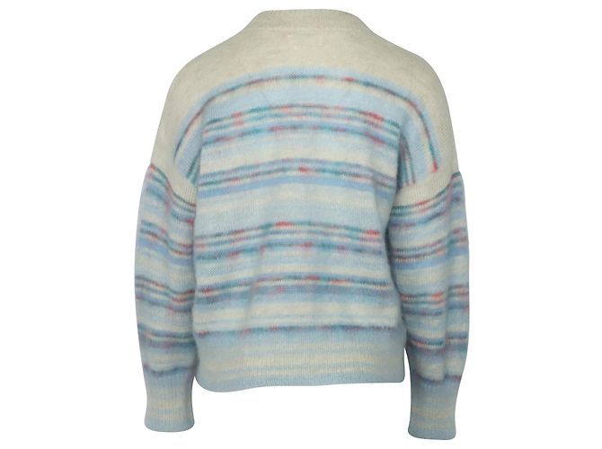 Isabel Marant Etoile Isabel Marant Étoile Gatliny Gestreifter Pullover aus blauer Wolle Hellblau - Ansicht 2
