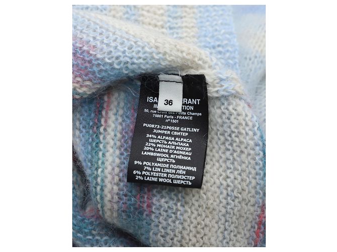 Isabel Marant Etoile Isabel Marant Étoile Gatliny Gestreifter Pullover aus blauer Wolle Hellblau - Ansicht 5