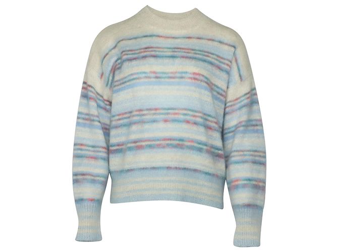 Isabel Marant Etoile Isabel Marant Étoile Gatliny Gestreifter Pullover aus blauer Wolle Hellblau - Ansicht 6