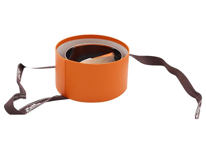 Hermès Hermes Printed Silver Trim Wide Cuff in orangefarbener Emaille - Ansicht 3