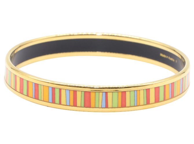 Trim Hermès Bracciale rigido Hermes a righe in smalto multicolore D'oro - vista 2