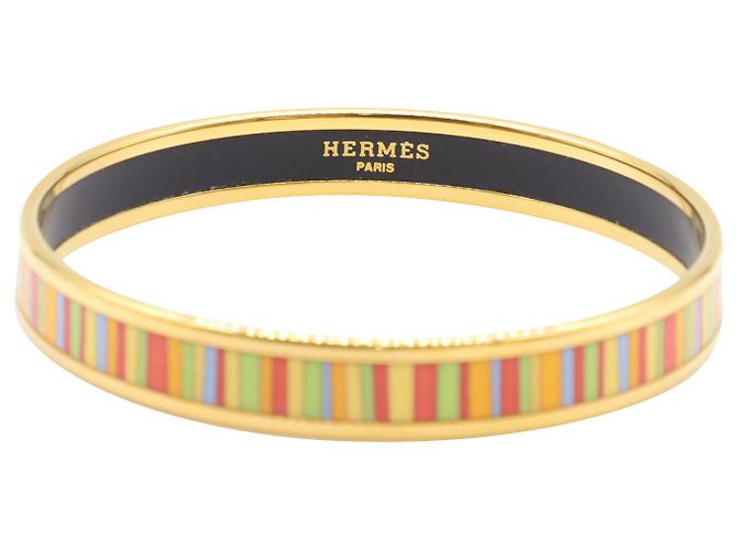 Trim Hermès Bracciale rigido Hermes a righe in smalto multicolore D'oro - vista 3