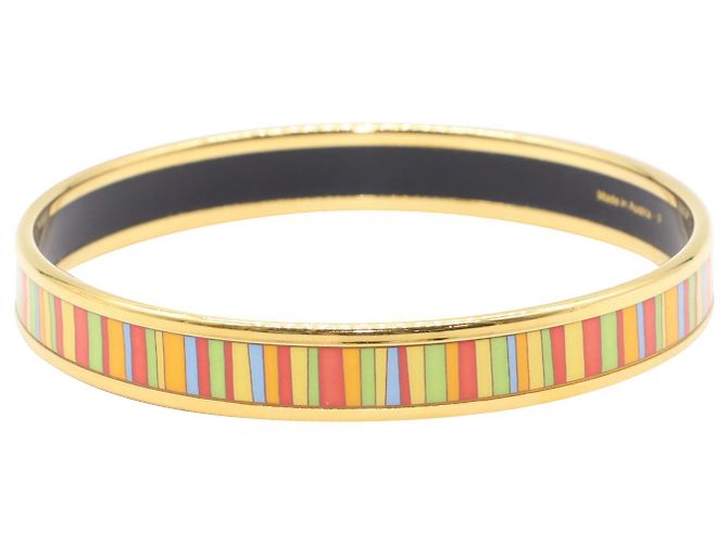 Trim Hermès Bracciale rigido Hermes a righe in smalto multicolore D'oro - vista 4