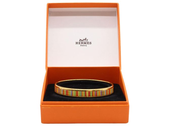Trim Hermès Bracciale rigido Hermes a righe in smalto multicolore D'oro - vista 5