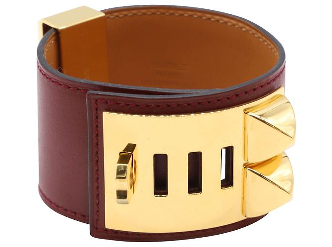Ring Hermès Hermes Collier de Chien breite Manschette aus burgunderfarbenem Leder Bordeaux - Ansicht 3
