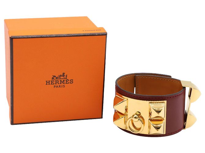 Ring Hermès Hermes Collier de Chien breite Manschette aus burgunderfarbenem Leder Bordeaux - Ansicht 5