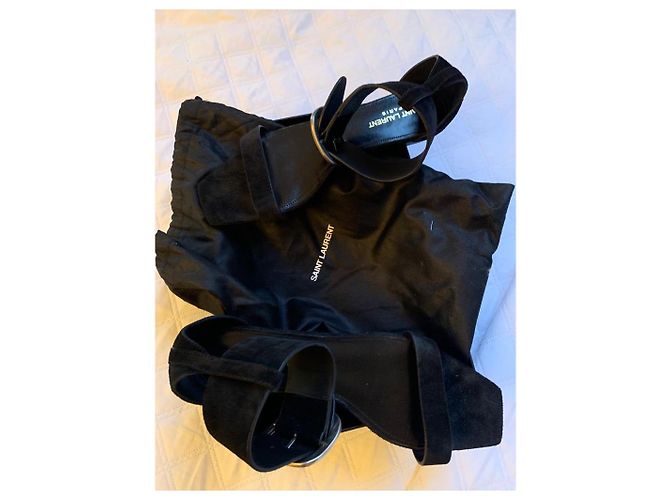 Sandali Saint Laurent in camoscio nero 40 - vista 2