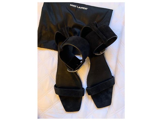 Sandali Saint Laurent in camoscio nero 40 - vista 4