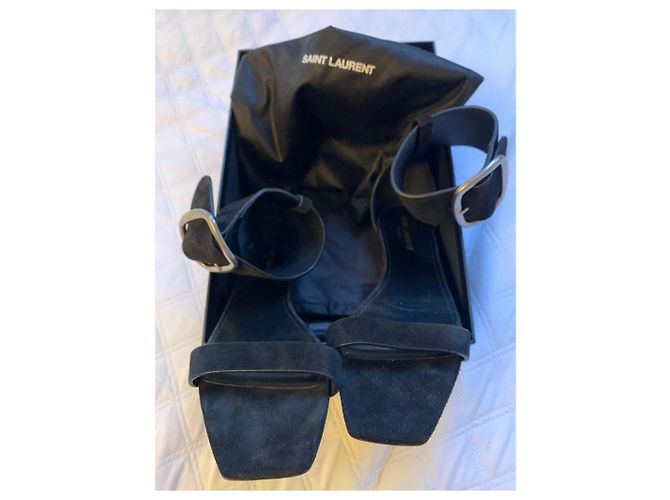 Sandali Saint Laurent in camoscio nero 40 - vista 5