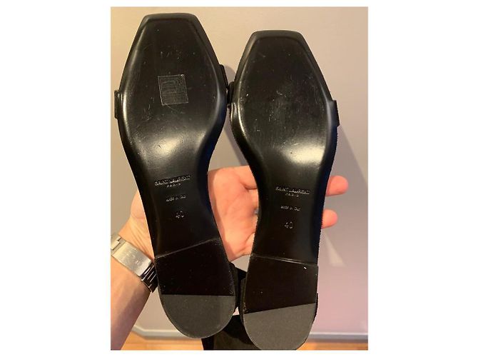 Sandali Saint Laurent in camoscio nero 40 - vista 6