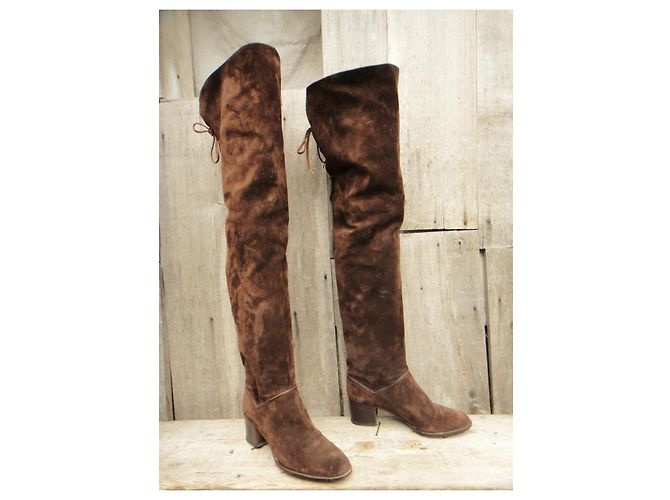 Botas altas Bally marrón oscuro de ante talla 36 - vista 2