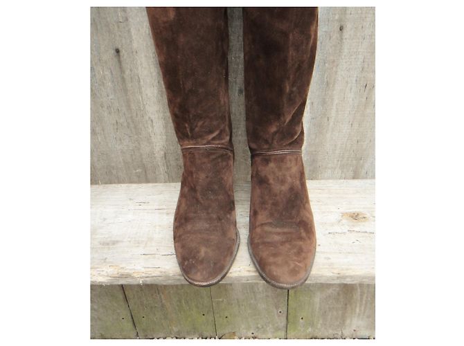 Botas altas Bally marrón oscuro de ante talla 36 - vista 3