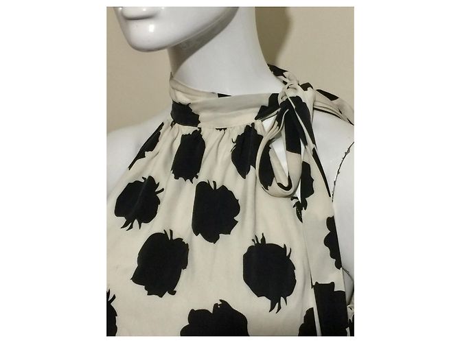 Diane Von Furstenberg Elfenbein und schwarzes DvF Hermine Seidenkleid Weiß - Ansicht 4