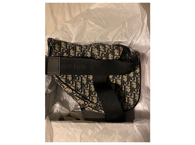 Dior Saddle Bag Black Blue Cotton Men - view 3