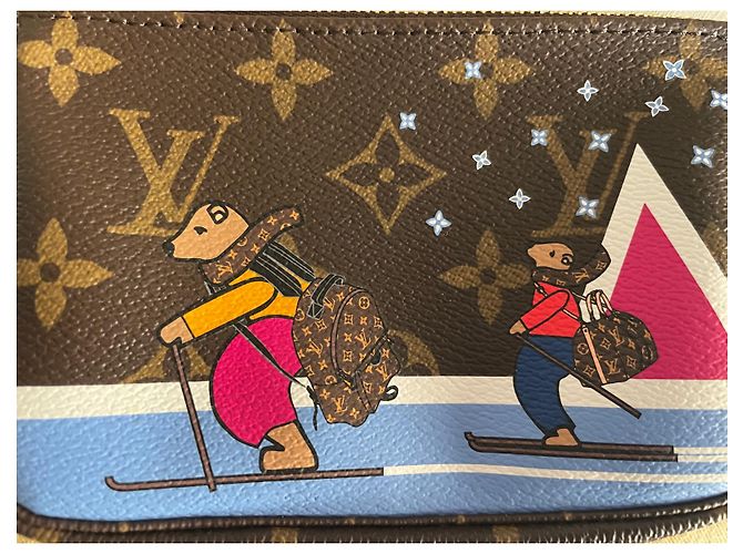 Louis Vuitton Mini pochette accessori Limited Edition Christmas Bears 2018 Marrone - vista 7