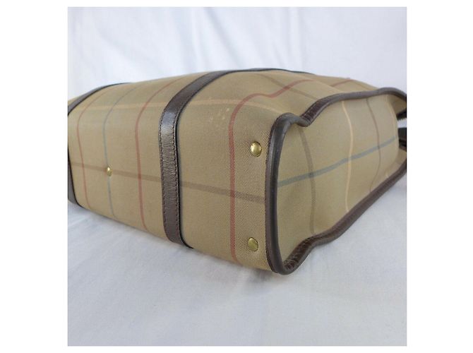 Borsa vintage Burberry in tela e pelle Multicolore Cachi - vista 10