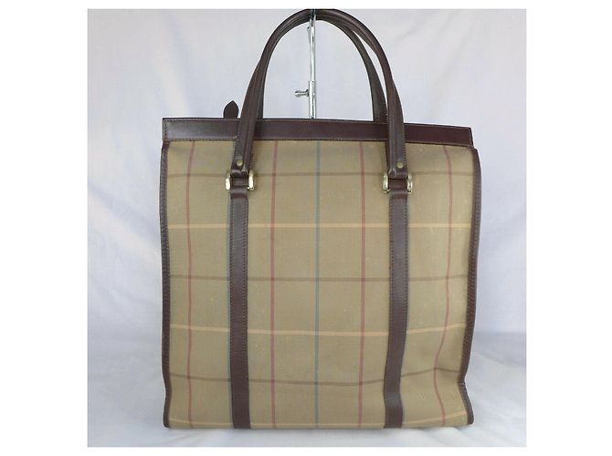 Borsa vintage Burberry in tela e pelle Multicolore Cachi - vista 12