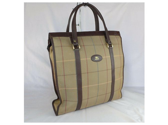Borsa vintage Burberry in tela e pelle Multicolore Cachi - vista 2