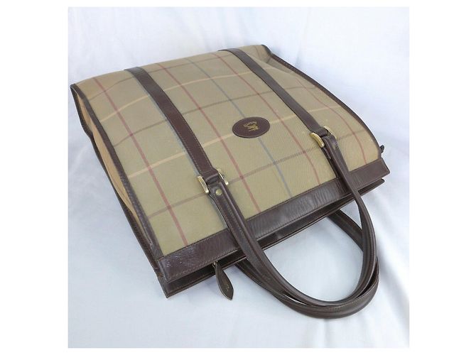 Borsa vintage Burberry in tela e pelle Multicolore Cachi - vista 3