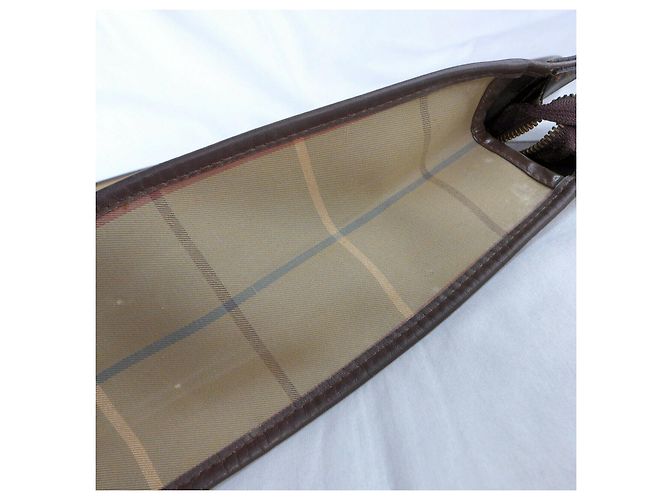 Borsa vintage Burberry in tela e pelle Multicolore Cachi - vista 6