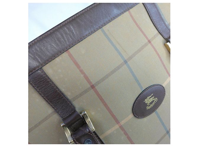 Borsa vintage Burberry in tela e pelle Multicolore Cachi - vista 7