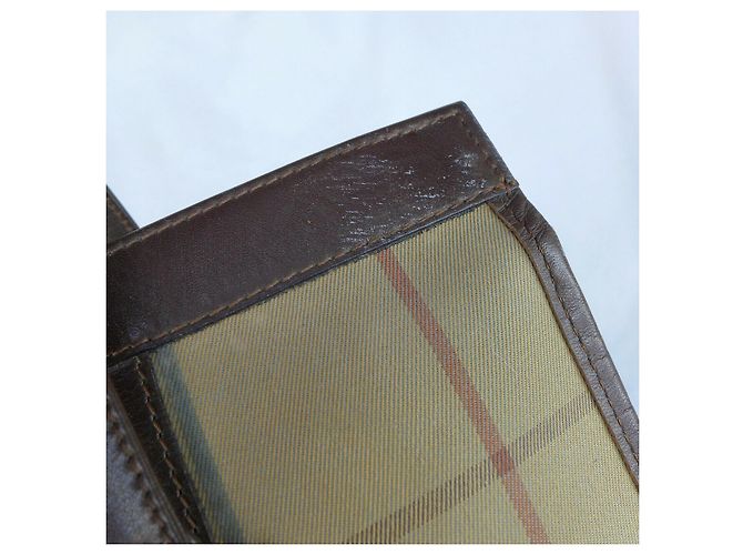 Borsa vintage Burberry in tela e pelle Multicolore Cachi - vista 8