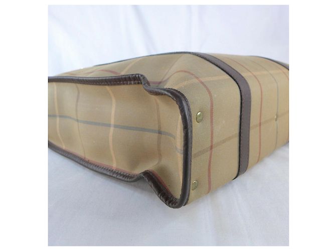 Borsa vintage Burberry in tela e pelle Multicolore Cachi - vista 9