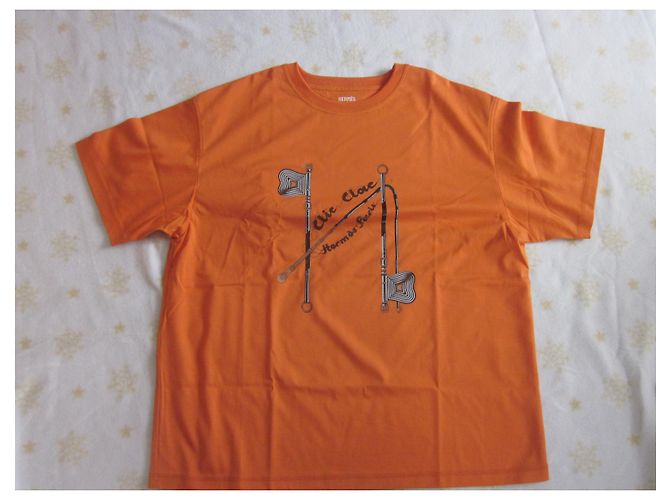 Hermès T-shirt in cotone Clic Clac Arancione - vista 2